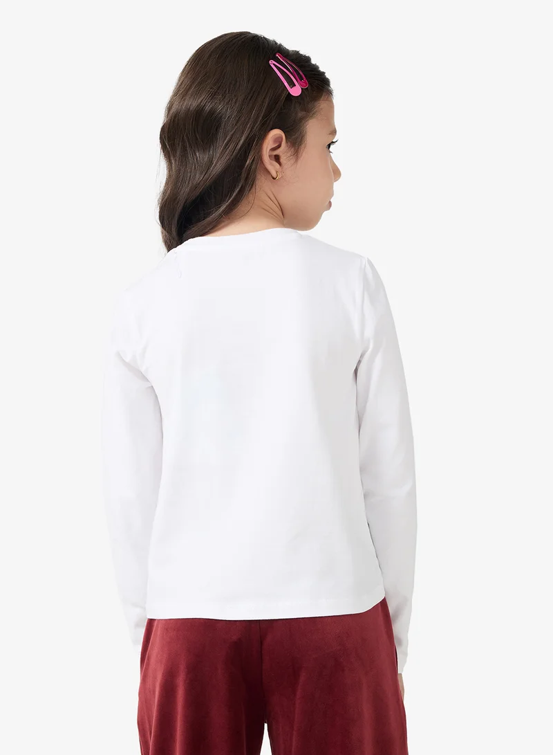 جس تيشيرت أطفال مطبوع بياقة مستديرة